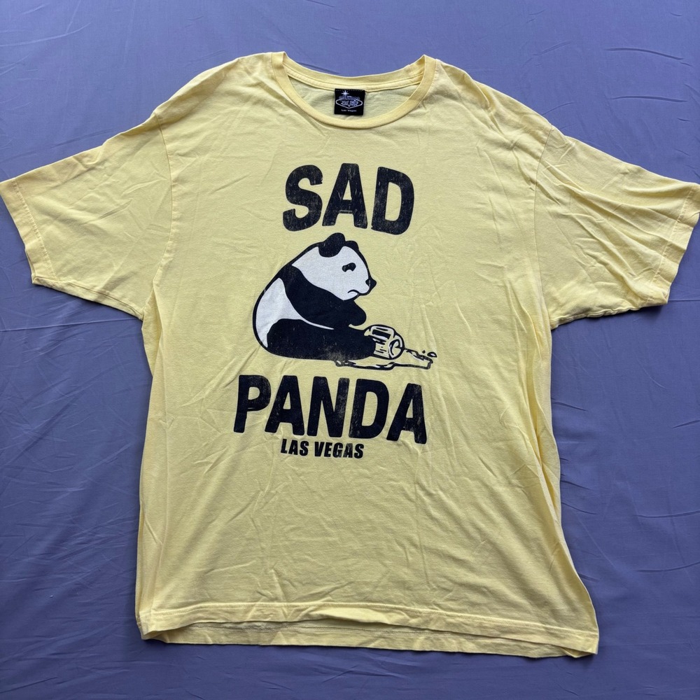 Welcome to the Strip Las Vegas Sad Panda Graphic T-Shirt Yellow Mens XL